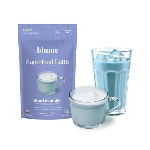 Blume Superfoods Latte – Blue Lavender Powder with Blue Spirulina and Coconut Milk